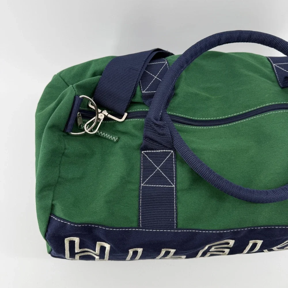 Tommy Hilfiger Duffle Bag L Green Navy Colorblock Cotton Embroidered Logo